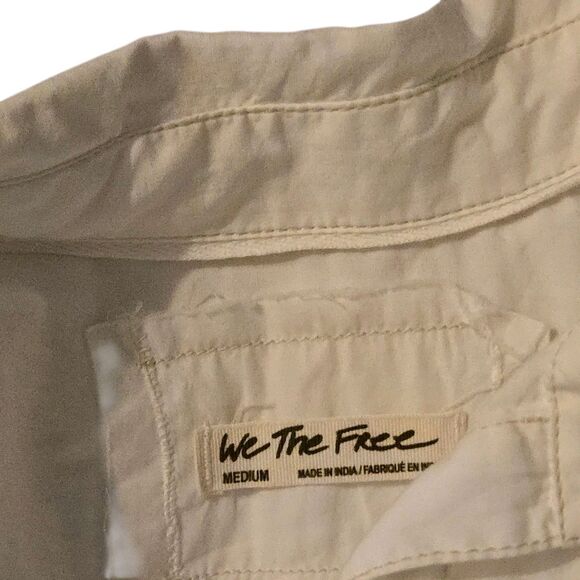 We The Free Button Down Shirt M Snow White Boxy Baggy Boho Hippie Corp Core - Picture 5 of 10